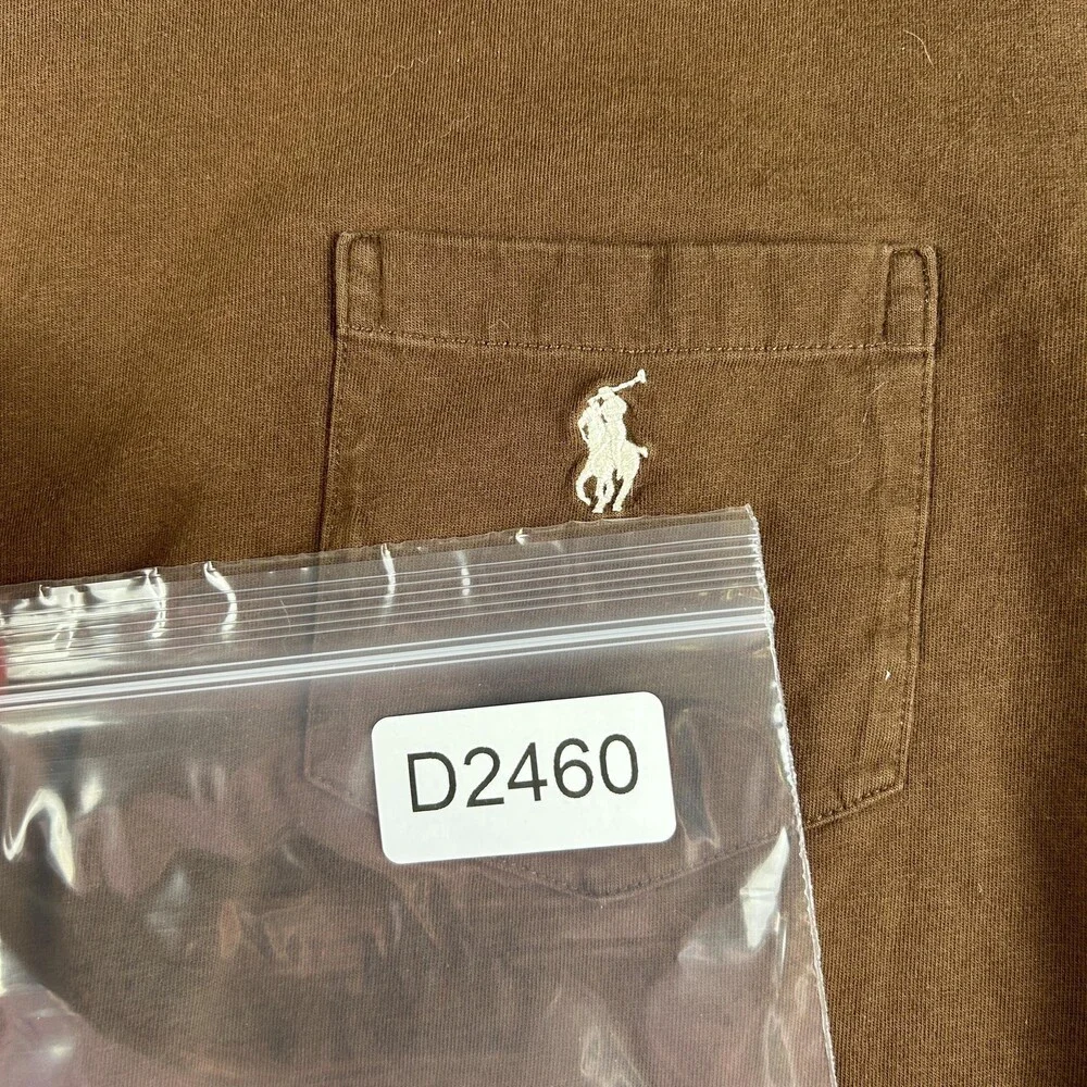 Polo Ralph Lauren Shirt Mens Small Brown Pocket Pony Logo Tagless Cotton Tee